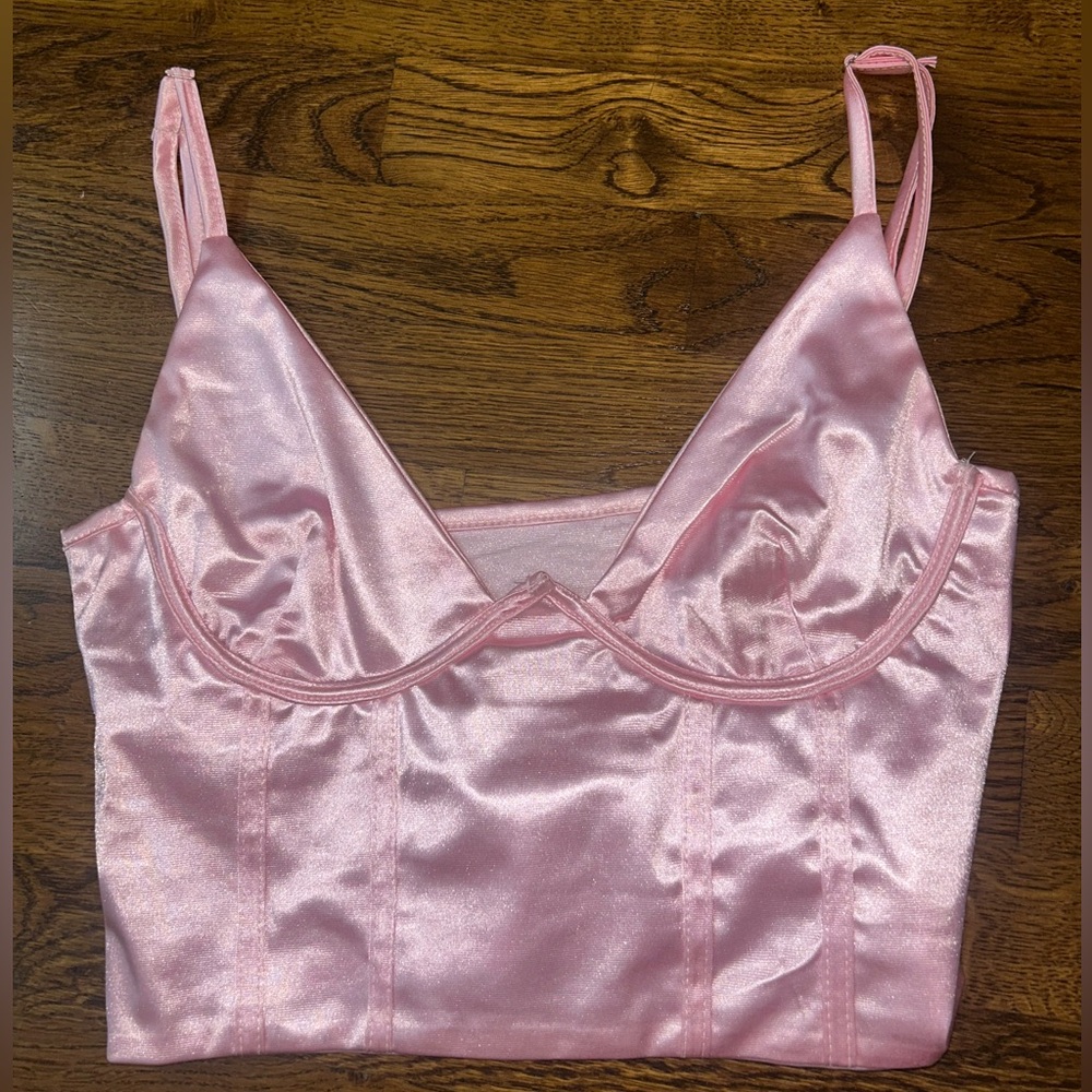 Elegant Pink Satin Corset Top